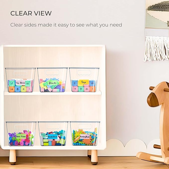 Clear Stackable Storage Bins, Plastic Toy Organizers and Storage with Lids, Toy Bins for Kids Organizer, Storage Container for Organizing for Playroom, Toy Storage Organizer Holds Toys(6)