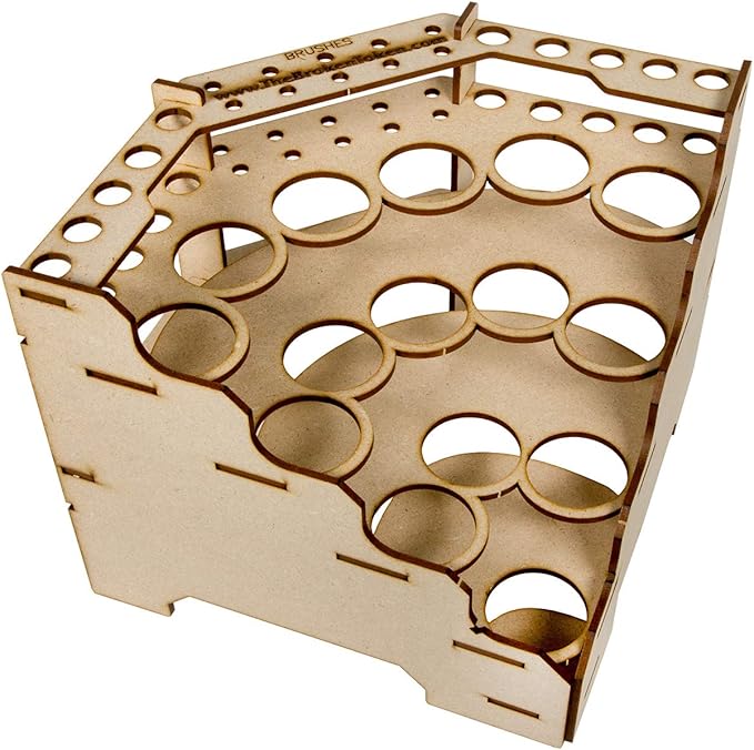 The Broken Token Modular Paint Rack w/ 35mm Holes - 90° Wedge - Multiple Organizer for Paint Bottles, Pots, and Brushes in Tiered Layout - Customize Your Pieces with Easy Organization & Access