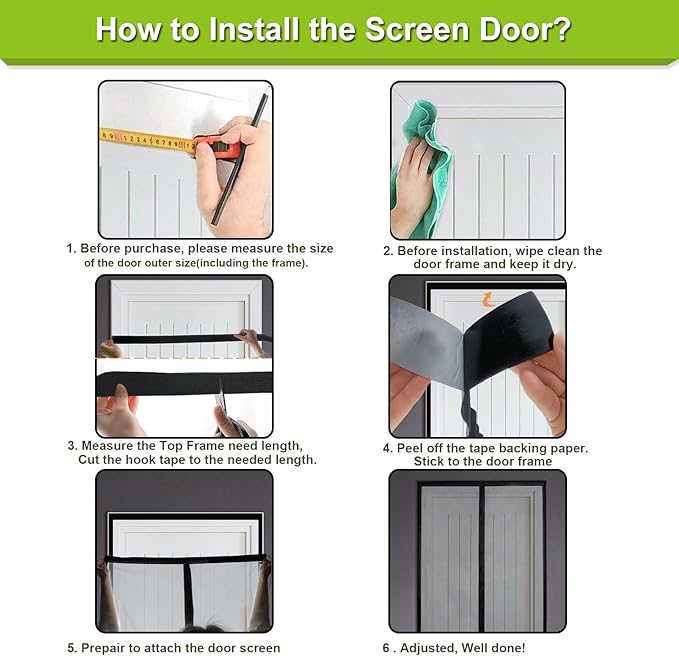 Magnetic Screen Door Heavy Duty, Front Door Screen Magnetic Closure Thicken Tear-Resistant Mesh Keep Bugs Out, White - Net Curtain Itself Size 36" x 77"