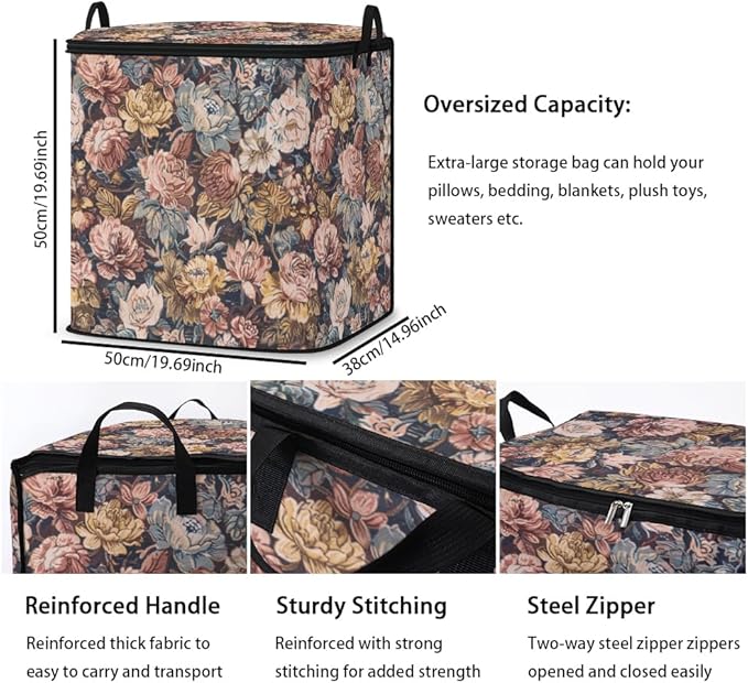 2pcs closet organizers and storage under bed,clothing blanket sweater sheet bedding comforter duvet quilt pillow toy storage bags with lids,dorm room essentials for containers 95L
