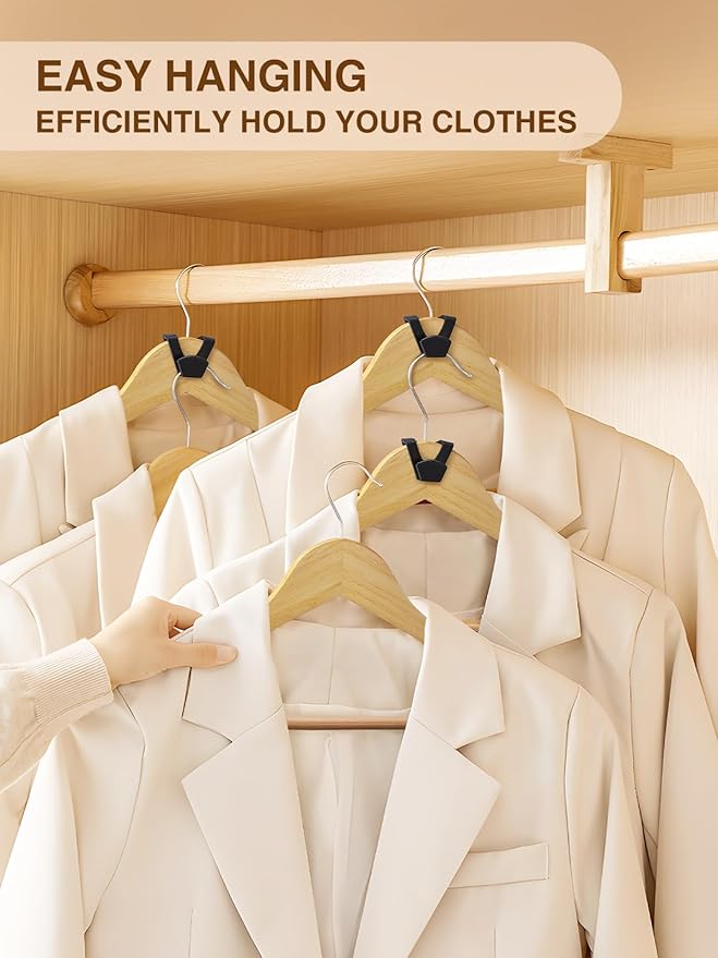 Smartor Clothes Hanger Connector Hooks 30 Pack, Closet Storage and Organization as Hangers Space Saving, Hanger Add on Hook as Closet Organizer, Stacking Hangers, Cascading Space Saver, Black