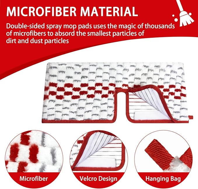 3 Packs Microfiber Spray Mop Pads Compatible with Promist MAX Reusable Spray Mop Refills for Oceda ProMist Dust Mop,Dual-Action Washable Flip Mop Pads Replacement for Dry Wet Floor Cleaning.