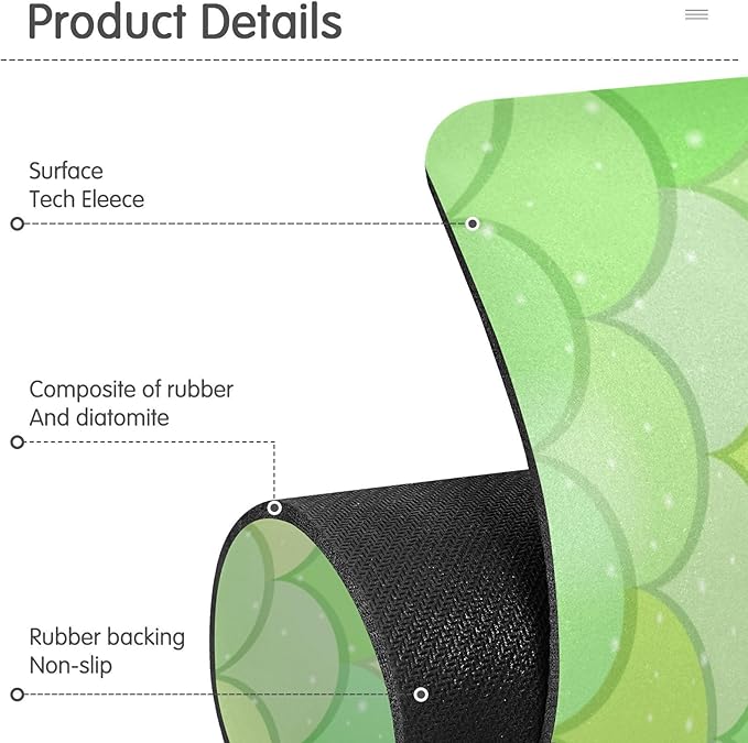 Kitchen Sink Splash Guard 1 PC 14.7 Inch Sink Faucet Mat Splash Guard for Bathroom Countertop Water Absorbent Foldable Cuttable Soft Washable Green Fish Scale