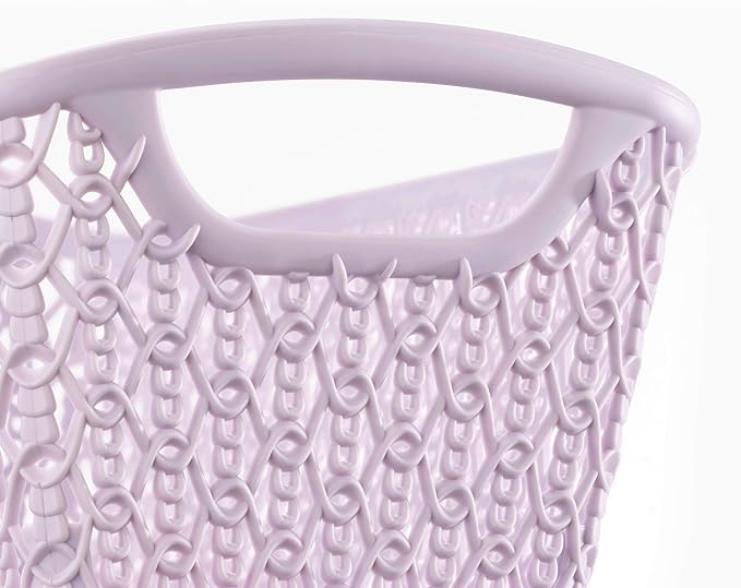 Whitmor Resin Rectangular Tote Bag, with Link Stitch Design, lilac Stylish & Durable for Daily Use, Shopping & Organization, 6 Pack