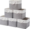 13×15×13 Inch Storage Cubes,6 Pack Cube Storage Bins for Shelves,Fabric Collapsible Storage Bins with Handles, Foldable Storage Basket for Organizing Clothes,Books (White&Gray,13"x15"x13")