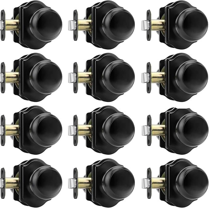 Haidms Black Closet Door Knobs Interior, Passage Interior Door knobs, Matte Black Indoor Closet Doorknobs for Closet or Hall (12 Pack)