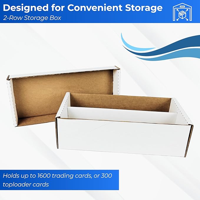 Shoe 2 Row Storage Box (1600 Ct.) - Cardboard Storage Boxes - Baseball, Football, Basketball, Hockey, Sports Card, Gaming & Trading Cards Collecting Supplies by MAX PRO - Made in the USA (10 Pack)