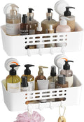 Lifewit Shower Caddy Suction Cup, NO-Drilling Bathroom Organizers and Storage Rack for Inside Shower, Plastic Removable Shower Shelves for Shampoo Strong Vacuum Suction, 31 cm/12 inch Long, 2 Pack
