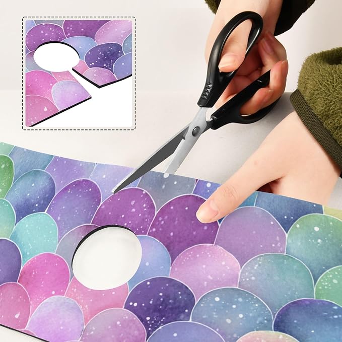 Kitchen Sink Splash Guard 1 PC 30 Inch Sink Faucet Mat Splash Guard for Bathroom Countertop Water Absorbent Foldable Cuttable Soft Washable Watercolor Mermaid Scales Colors