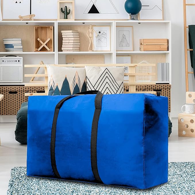 Extra Large Moving Bags with Strong Zippers & Carrying Handles, Storage Bags Storage Totes for Clothes, Moving Supplies, Space Saving Oversized Storage Bag Organizer for Moving, Traveling (4 Pack)