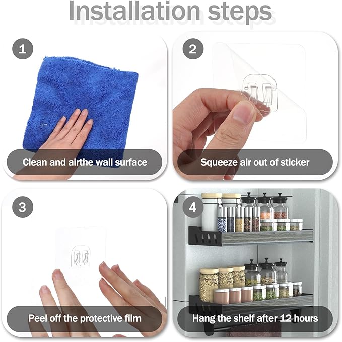6PCS Shower Caddy Adhesive Replacement, Strong Transparent Adhesive Hooks, No Drilling Shower Shelf, Waterproof Showers Adhesives Strip, Ad-Hesive Hook for Showers