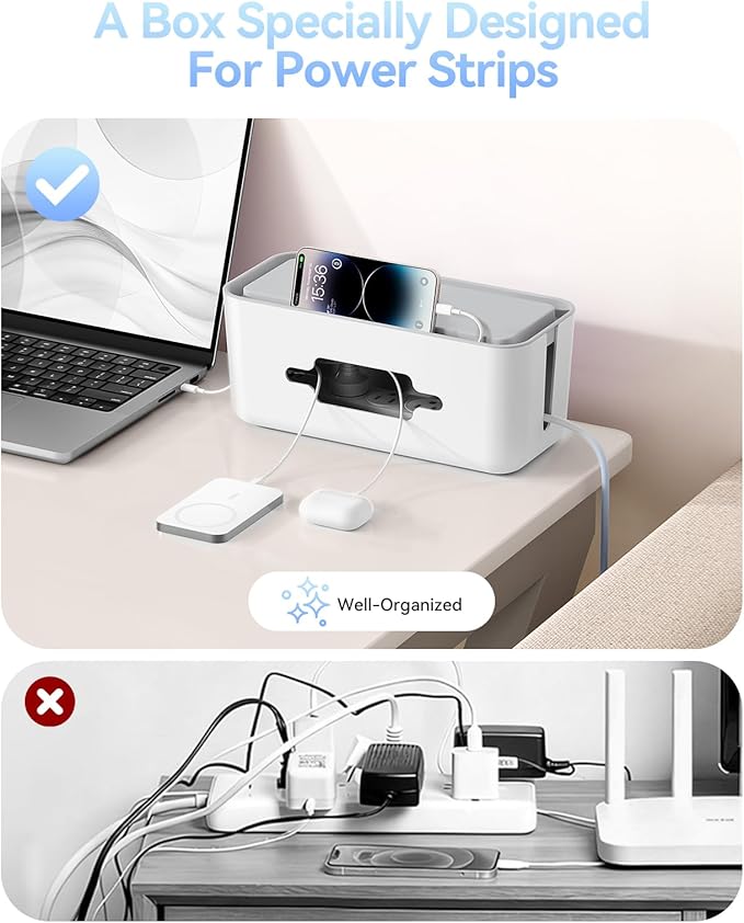ORICO Cable Management Box, Cord Hider Box to Conceal Power Strips on Desk or Floor, Keeping Cords Tidy and Protected from Damage, Stylish Cable Organizers for Home, Office, School - PB01