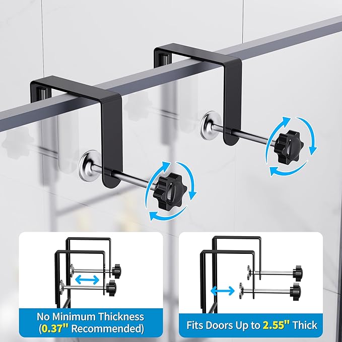 KEGII Shower Organizer Hanging Over the Door, 3 Tier Large Capacity Shower Caddy with 2 Soap Holders & Razor Holders, 18 Hooks & 4-in-1 Dual Hooks, Adjustable Rustproof Bathroom Rack, Black