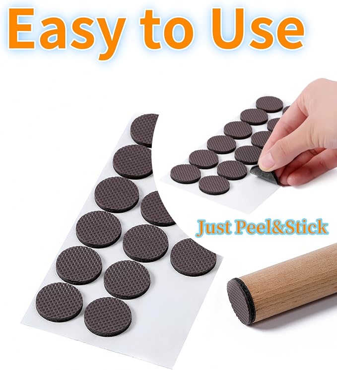 Furnigear Non Slip Furniture Pads - Self Adhesive Rubber Anti Skid Pads Grippers Rubber Chair Feet Furniture Pads for Hardwood Floors -Protectors for Furniture Table Legs Anti Slip 108 Pcs 1" Round