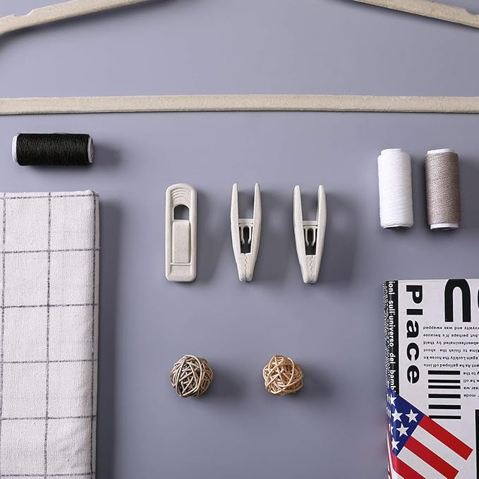 Trgowaul Velvet Hangers Clips, Pants Hangers Velvet Clips, Strong Finger Clips Perfect for Thin Velvet Hangers (60pc, Beige)