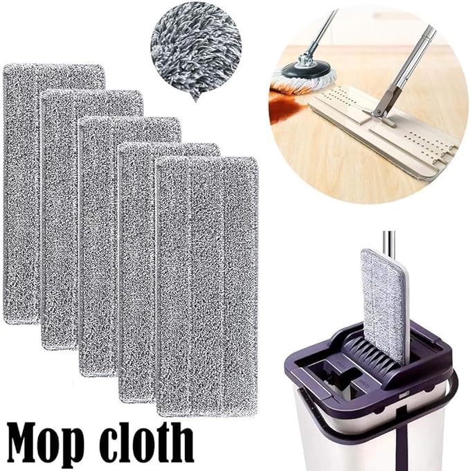 Generic Reusable Mop Pads, 12.6"" X 4.7"" Flat Mop Pads, 5/10 Pack Floor Mop Pads Refills Wet Mop Pads, Washable & Reusable Cloth Mop Head Replacements Microfiber Mop Cleaning Pads (10PC)