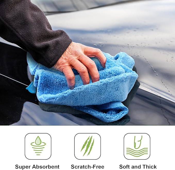 Shimeyao 30 Pcs 16 x 16 Inch Edgeless Microfiber Plush Towels for Cars Detailing Drying Wash Polishing Absorbent Cleaning Cloths, 500 GSM(Multicolor)