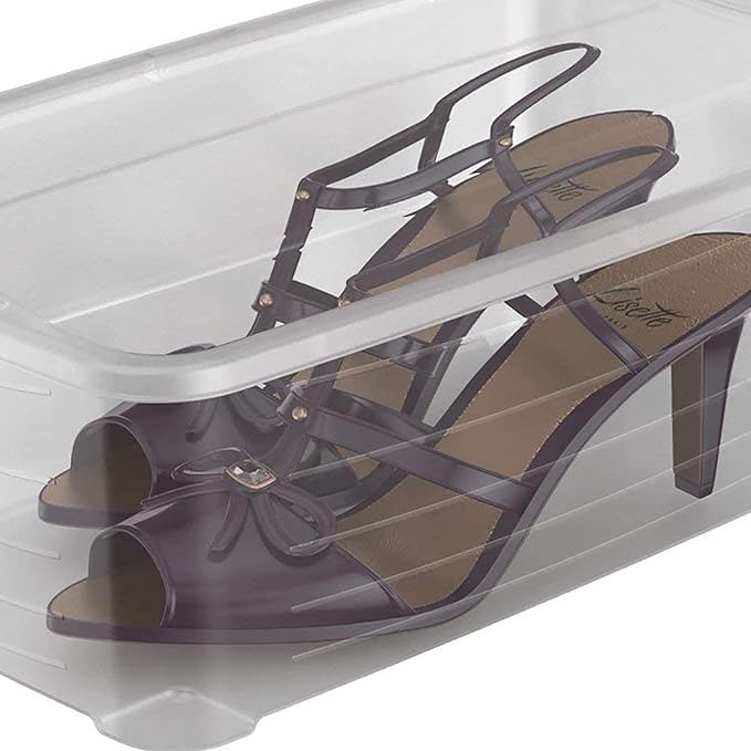 Life Story 6 Liter Shoe, Accessory, and Closet Plastic Storage Box Multi-Purpose Lidded Stacking Tote Containers, Clear (160 Pack)