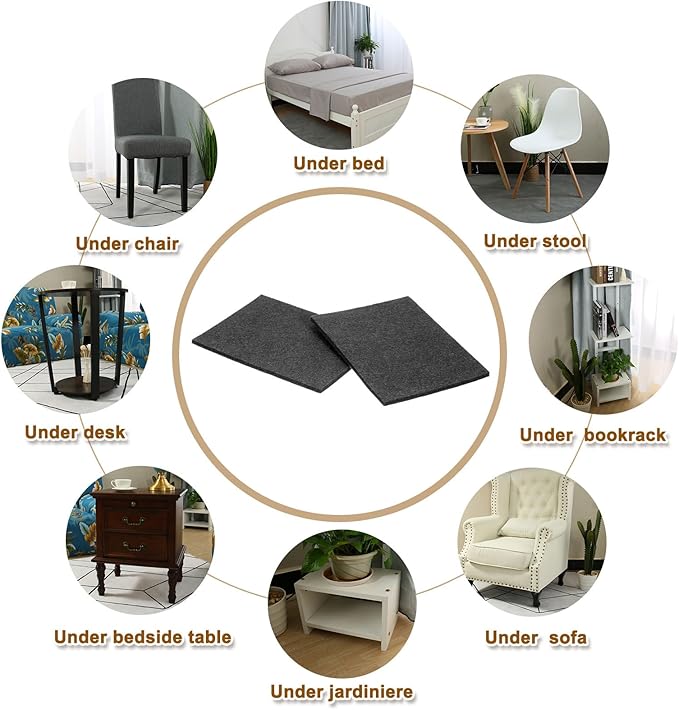 uxcell Felt Furniture Pads, 4Pcs 5.91" x 3.94" Adhesive Backed Non-Slip Anti-Scratch Chair Leg Protectors for Protecting Hardwood Floor, Black