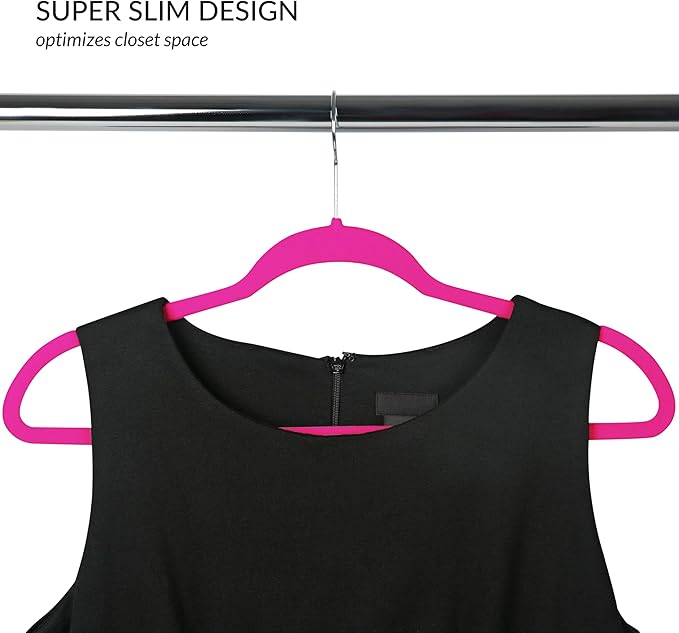 Simplify Slim Velvet Clothes Hangers | 25 Pack | Non-Slip | Shirts | Suit | Pants | Dresses | Garments | Closet Storage & Organization | Durable | Fuchsia