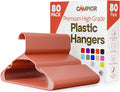 Plastic Clothes Hangers – Heavy Duty Hanger Set, for Organizing Clothes, Dresses, and Coat, Holds Up to 5 lbs, Space-Saving Hangers with Non-Slip Shoulder Grooves, Pack of 80, Brown