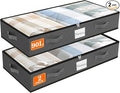 SpaceWhisper 90L Under Bed Storage Containers, 2-Pack Storage Bins with Clear Top, Foldable Closet Organizers and Storage with Label Holder for Clothing, Blankets, Comforter & Pillows (Grey)