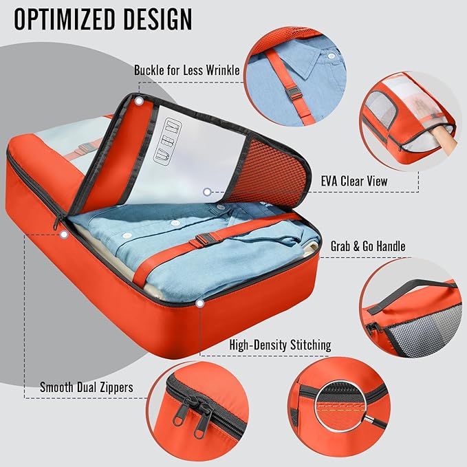 Veken 8 Set Packing Cubes for Travel Essentials, Suitcase Organizer Bags in 4 Sizes, Carry-On Luggage Accessories with Large Laundry & Hanging Toiletry Bag, Must-Have for Airplane, Road Trip & Camping