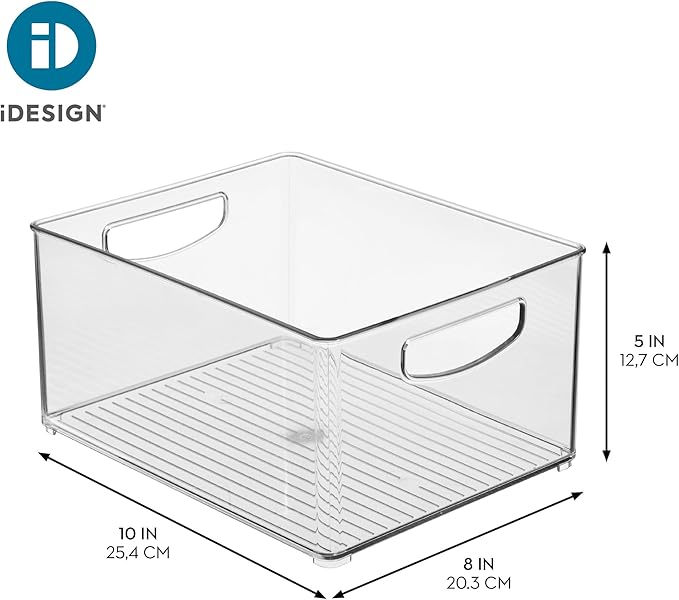 iDesign Stackable Storage Bin - Organize Pantry, Fridge, or Freezer, Set of 4, Clear, Made in USA