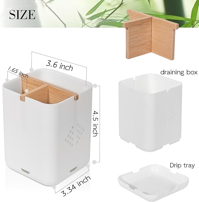 Toothbrush Holders for Bathroom Countertop, Detachable Electric Toothbrush Holder with Divider Toothbrush and Toothpaste Organizer Storage (3 Slots White)