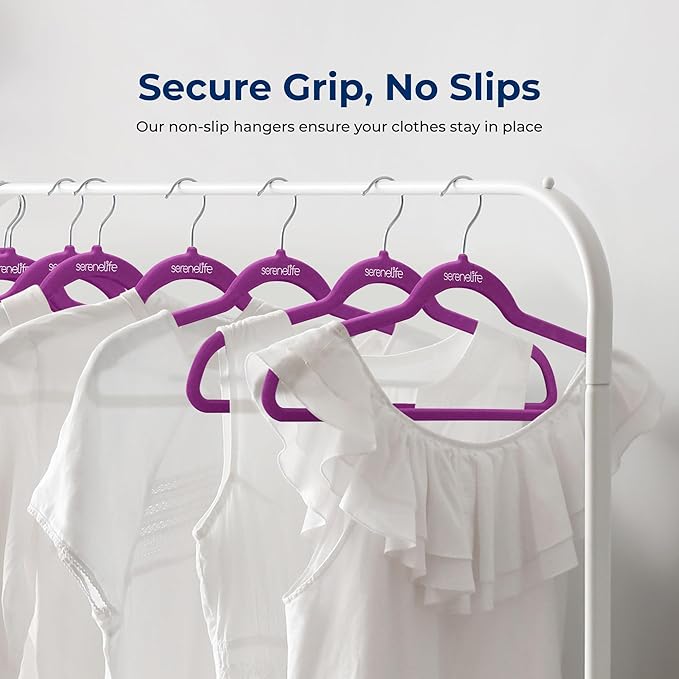 150 Pieces Velvet Hangers - Space Saving Heavy Duty Slim Suit Clothes Hanger Set with 360 Degree Swivel Metal Hook, Can Hold Up to 10 Lbs. for Coats, Jackets, Pants & Dress (Purple)