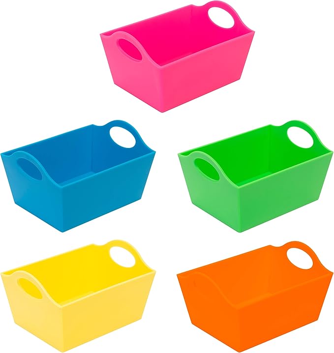 Simplify Neon, 5 Pack, Mini Storage Containers, Bins, Drawer, Office Organization, Good for Toys, Hair Accessories, Bobby Pins, Q-Tips, Small Items