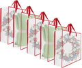 5 Pack Moving Bags, Wreath Storage Bag, Garland Container, Clear Storage Bags with Handles and Zippers Moving Bag for College Carrying, Bedding, Toys Organizer, Under the Bed Storage