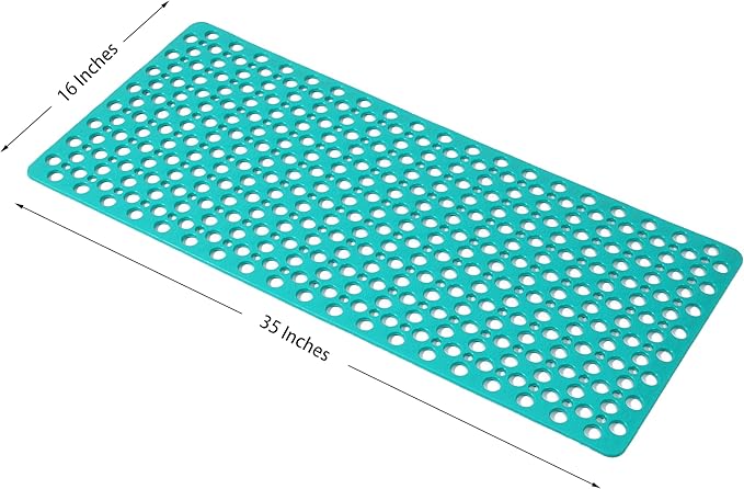 Nonslip Bathtub Mat Extra Soft TPE Bath Mat for Kids, Machine Washable Bathroom Shower Mat, Smooth/Non-Textured Tubs Only, 35L x 16W Inch (Dark Green)