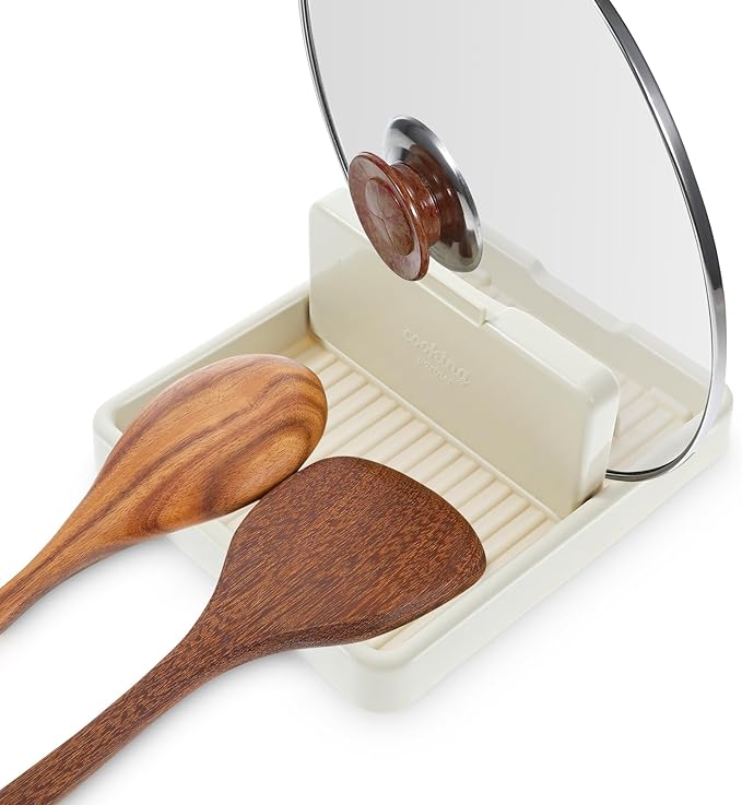 Spoon Rest with Lid Holder Pot Lid Holder Lid and Spoon Rest Holder for Kitchen Counter Foldable Pan Lid Organizer Stand Perfect for Placing Spoons Pot lids Kitchen Gadgets Cooking Accessories