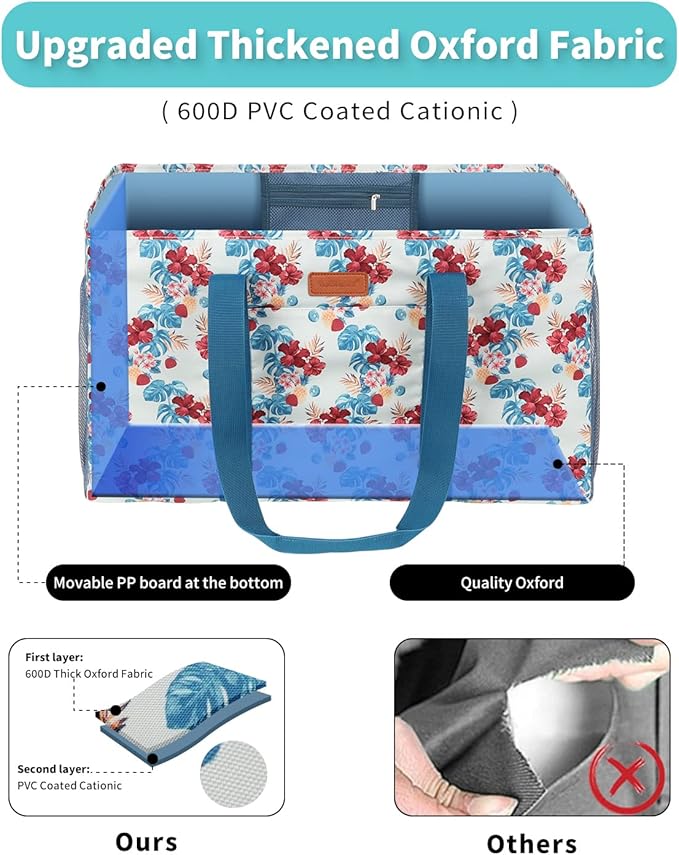 WONDAY Extra Large Reusable Grocery Bag Carrier with Handle, Thirty One Utility Tote Foldable for Shopping and Beach