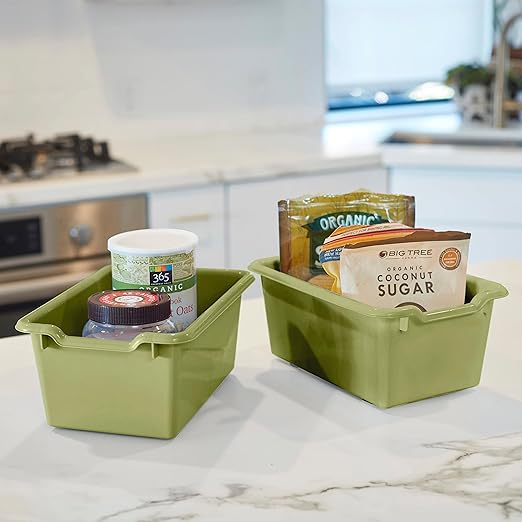 ECR4Kids Scoop Front Storage Bins, Multipurpose Organization, Fern Green, 10-Piece