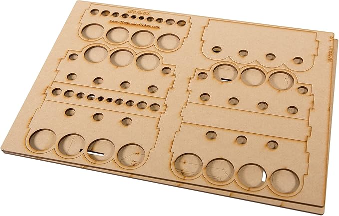 The Broken Token Modular Paint Half Rack w/ 26mm Holes - Multiple Organizer for Paint Bottles, Pots, and Brushes in Tiered Layout - Customize Your Pieces with Easy Organization & Access