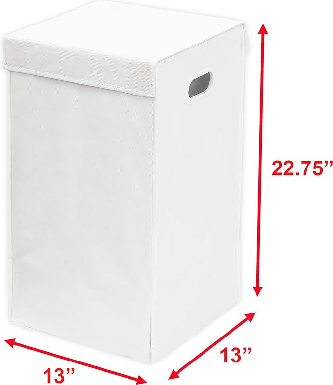 Simple Houseware Foldable Laundry Hamper Basket with Lid, White