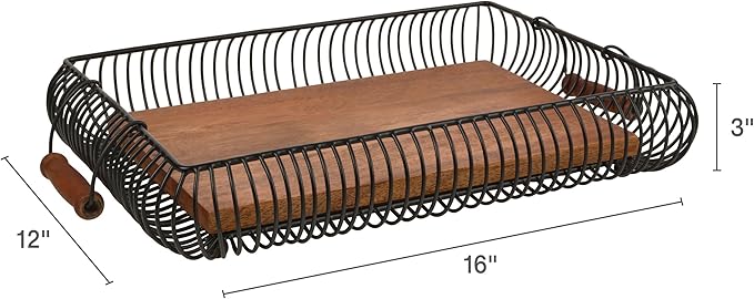 Gourmet Basics by Mikasa Westfield Rectangular Kitchen Centerpiece Storage Basket Tray, 16 Inch