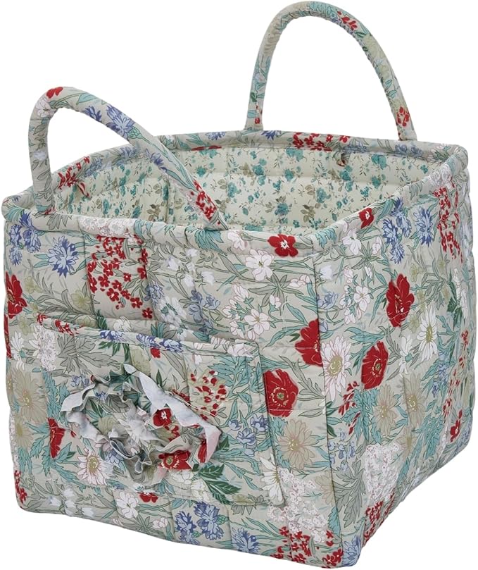 Boho Fabric Storage Basket, Large Capacity Laundry Basket, 12.2'' x 10.23'' x 10.23'' Collapsible Laundry Hamper with Easy Carry Handles (C Multi-Color 4, L)