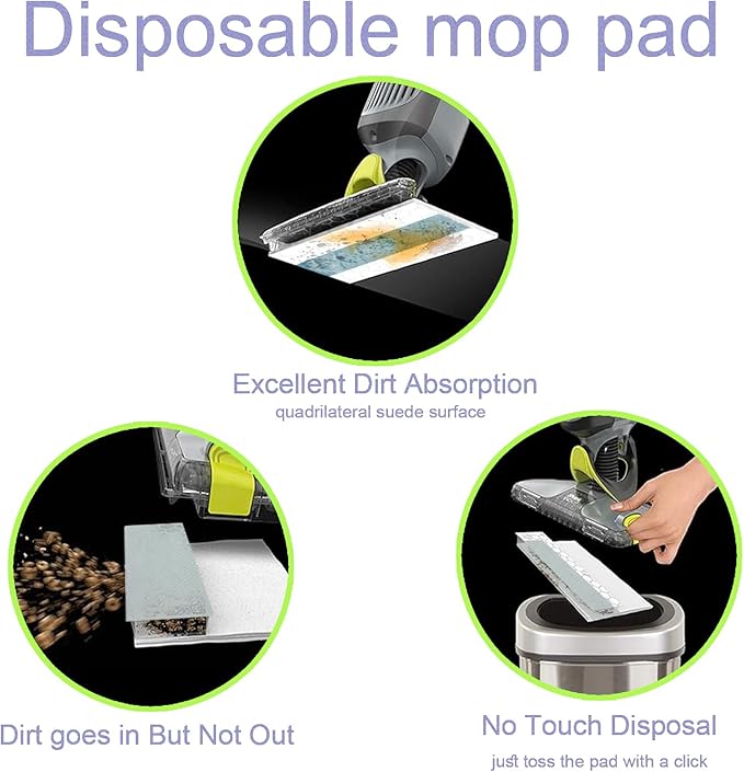 Disposable Hard Floor Pad Refills, Compatible with Shark VACMOP Pro VM252 VM251 VM250 VM200 VC205 QM250 VM190 VM200P12 VMP30 for use on All Sealed Floors (10-PCS)