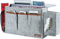 Zafit Bedside Caddy, Large Size Bedside Storage Organizer Bedside Organizer Caddy for Magazine Remotes Phone (13.4'' x 18.1'' Tissue box holder, Light Grey)