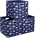 Whale Collapsible Cloth Storage Cube Baskets Blue Fabic Cube Bins 10.5x 10.5 x11 in Foldable Storage Cube Boxes Folding Storage Inserts Drawer for Cube Organizer Storage ,QY-SC11-3