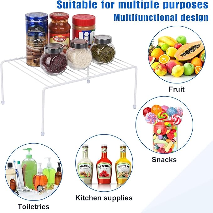 Medium (13.1 x 10.2 Inch) Cabinet Storage Shelf Rack, Shelves，Kitchen Counter and Cabinet Shelf, Storage Rack Organizer for Kitchen, Fridge, Cabinet, Bathroom Cupboard& Pantry (6, White)