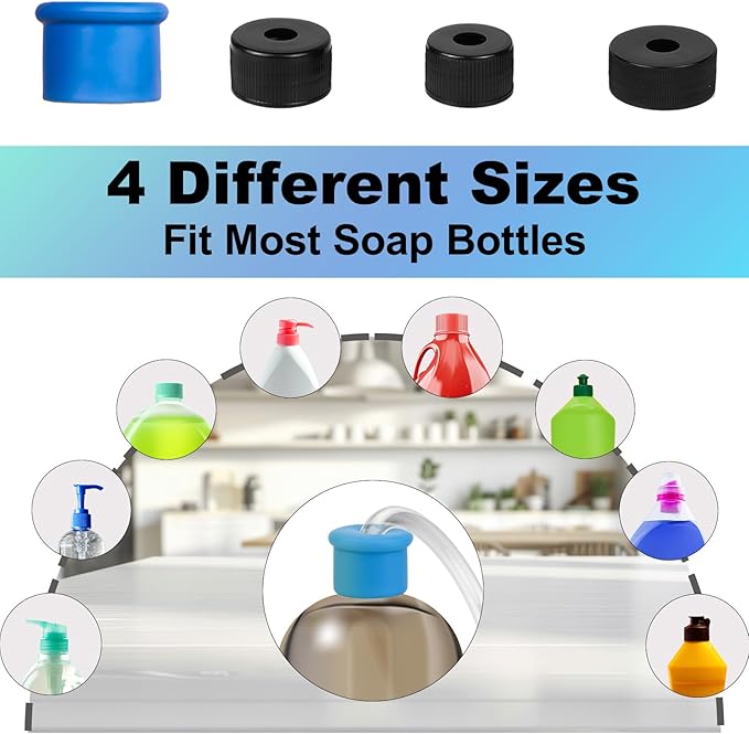 2-Pack Stainless Steel Soap Dispenser for Kitchen Sink, Built-in Kitchen soap Dispenser Kit with 47" Extension Tube, Check Valve,Multiple Sealing Plugs, No More Frequent Refills