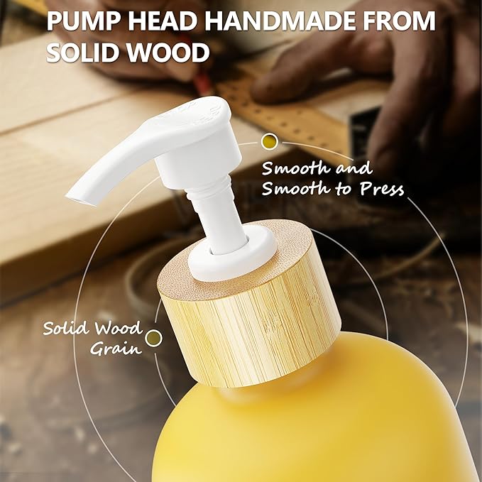 Cisily Yellow Dish Soap Dispenser Set, 16 fl Oz Dual Kitchen Soap Dispensers with Sponge Holder, Customized Stainless Steel Kitchen Soap Dispenser Set