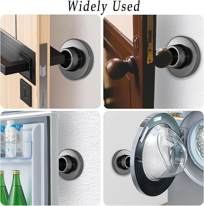 Door Stops for Wall Protector, Door Knob Wall Shield, Black Door Bumper for Slamming, Door Handle Stopper, Wall Hole Cover 3PCS