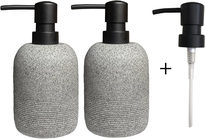 2pcs/Set Grey Soap Lotion Dispenser with A Spare Pump,Liquid Hand Soap Dispenser Sets for Bathroom Countertop, Soap Dispenser for Kitchen.