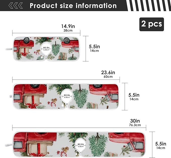 Sink Faucet Absorbing Mat Kitchen Sink Splash Guard Splash Faucet Drip Catcher for Bar RV Bathroom 2PCS 23.6x5.5in Watercolor Christmas Trees and Trucks Box