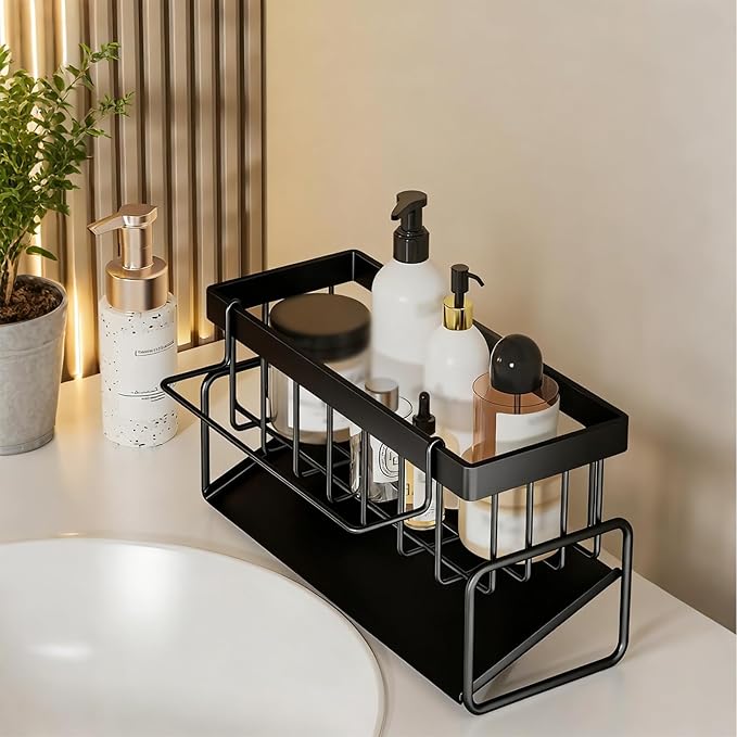Sponge Holder for Kitchen Sink Suction,Sponge Caddy for Kitchen Sink Brush Holder Organizer